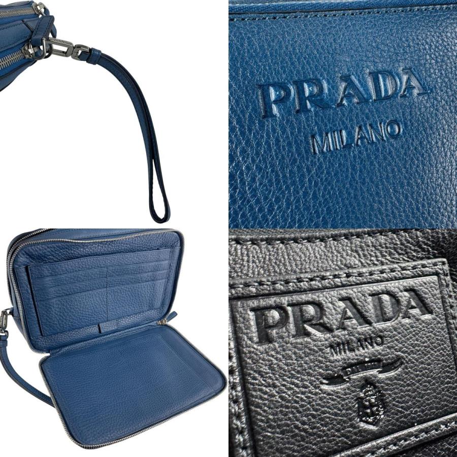 PRADA（プラダ） セカンドバッグ クラッチバッグ レザー ブルー