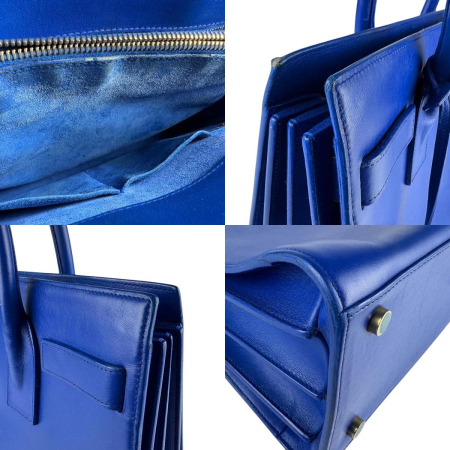 美品 SAINT LAURENT サンローラン サックドジュール 355153 ハンドバッグ レザー ブルー 2WAY ショルダー【本物保証】 サンローラン SAINT LAURENT ハンドバッグ ショルダーバッグ サック ド