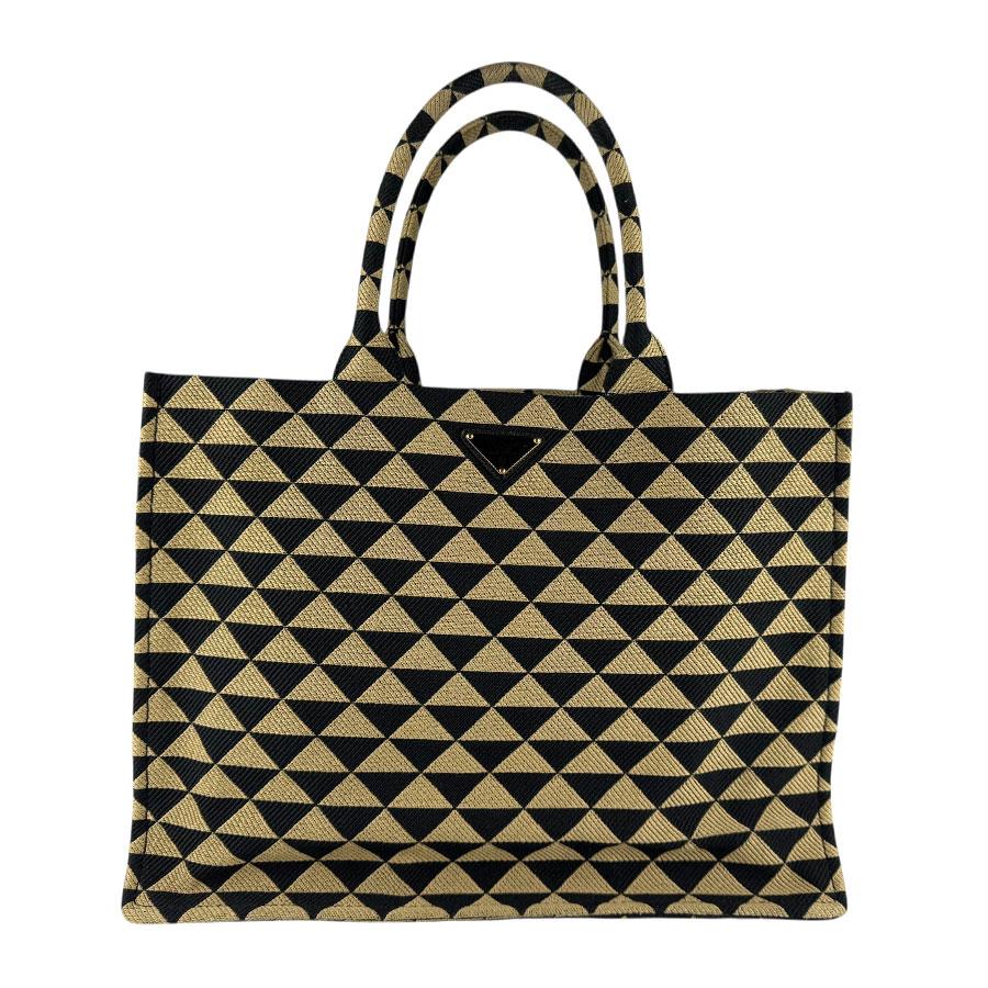 PRADA プラダ ハンドバッグ トートバッグ ブラック/ベージュ 14054 レディース【中古】 z7706 PRADA（プラダ） ハンドバッグ トートバッグ キャンバス ブラック