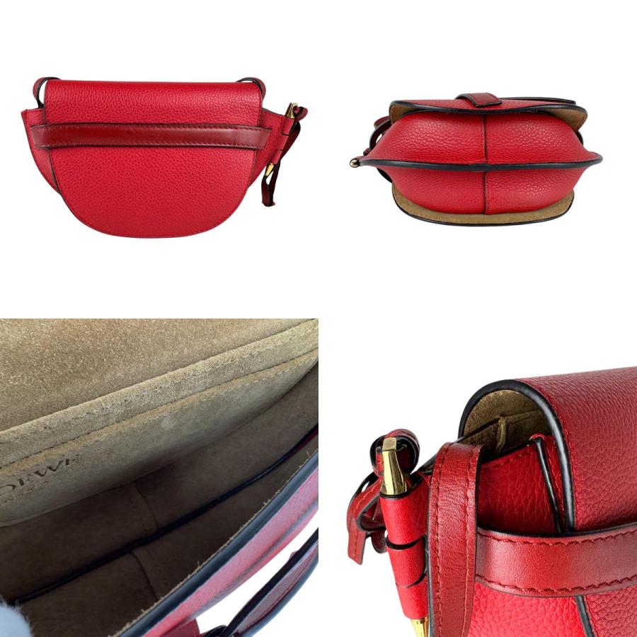 ロエベ LOEWE ショルダーバッグ ゲート ミニ レザー レッド