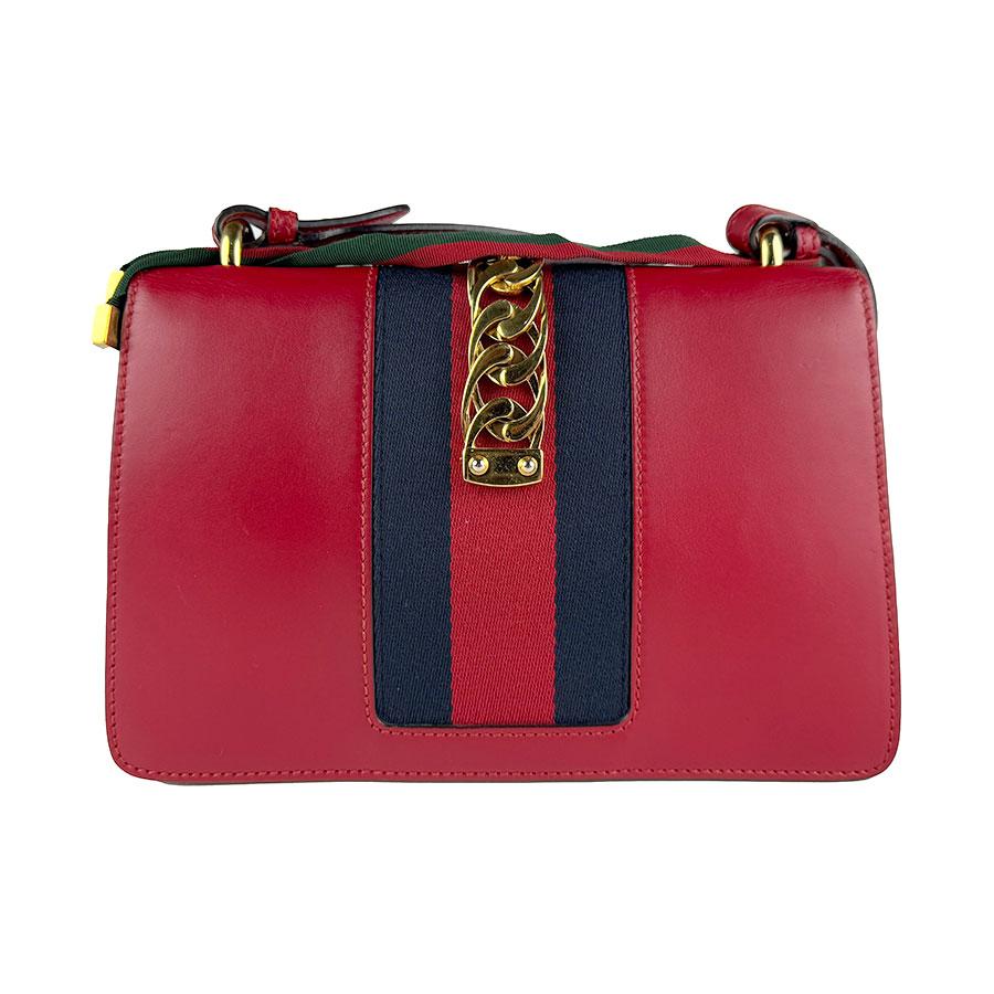 GUCCI レザー 赤い首輪 GUCCI（グッチ） ショルダーバッグ シルヴィ レザー レッド : ブランド