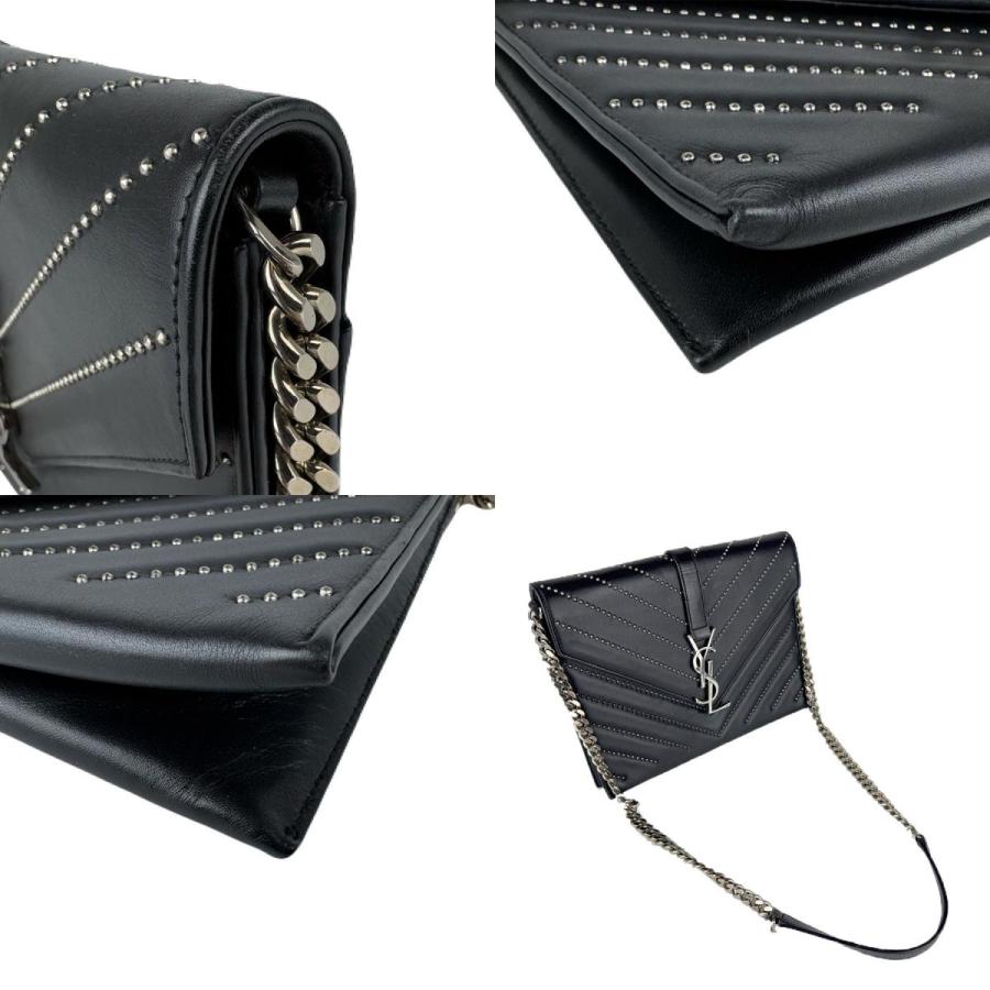 サンローラン SAINT LAURENT ショルダーバッグ レザー/メタル ブラック