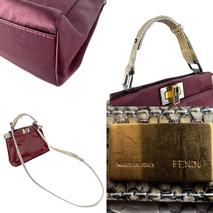 FENDI フェンディ ピーカブー ミニ 8BN227/HXP ハンドバッグ 斜め掛けショルダーバッグ バーガンディ/ベージュ 14070 レディース【中古】 z8014 FENDI（フェンディ） ハンドバッグ 斜め掛けショルダーバッグ