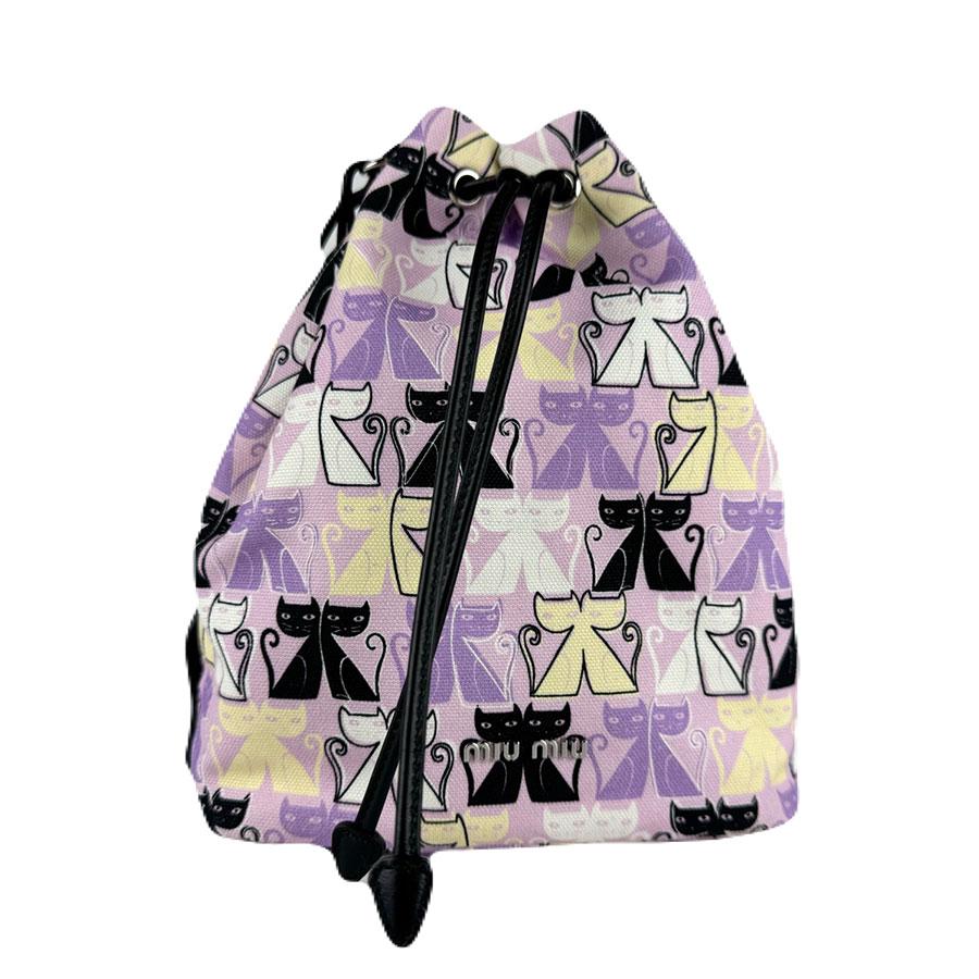 miu miu（ミュウミュウ） ポーチ 巾着ポーチ キャンバス パープル系