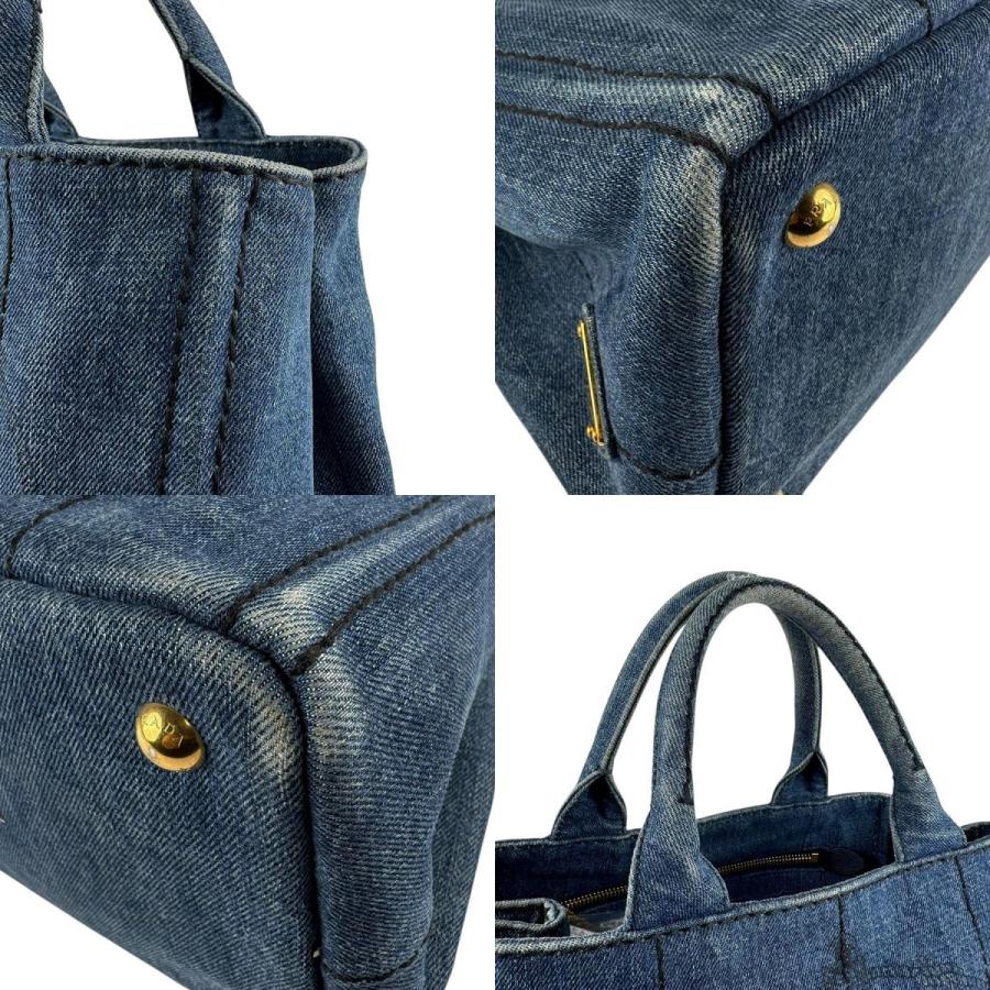 PRADA ✨プラダ カナパ デニム ハンドバッグ ショルダー付 PRADA（プラダ） ハンドバッグ ショルダーバッグ カナパ デニム デニム