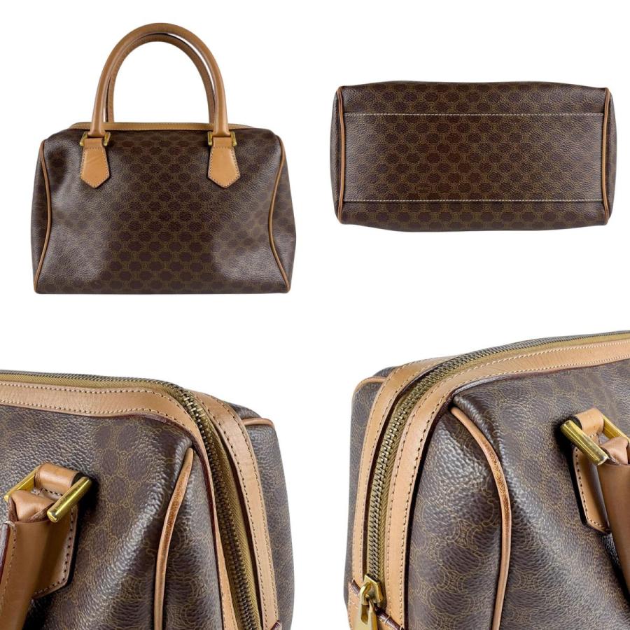 CELINE ハンドバッグ マカダム柄 PVC レザー キャンバス ブラウン セリーヌ ハンドバッグ トートバッグ トップハンドル マカダム PVC