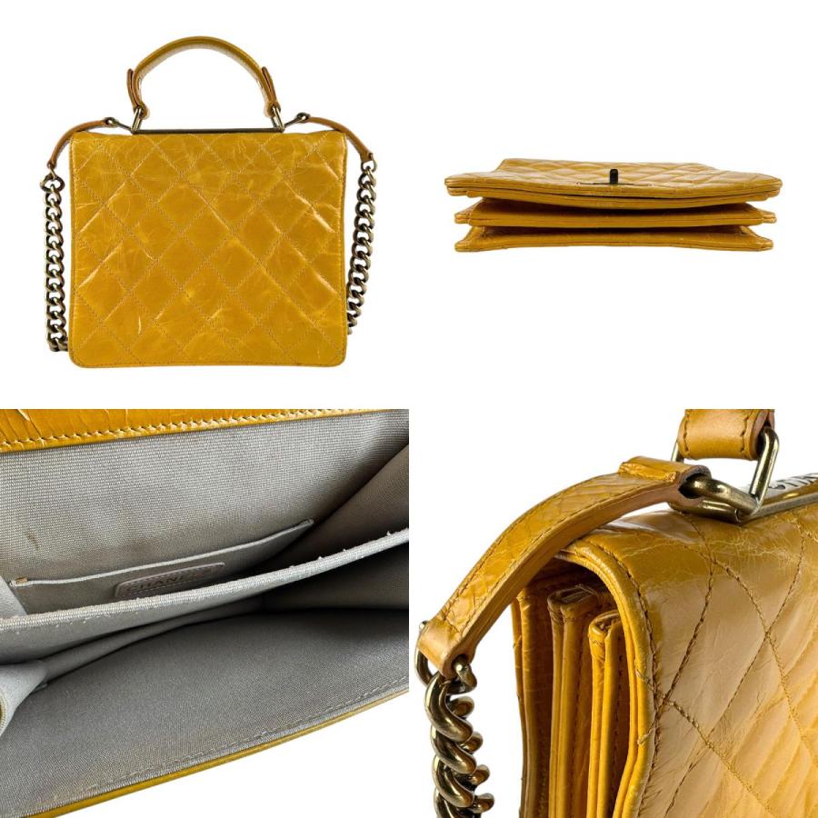 CHANEL イエローレザーハンドバッグ CHANEL イエローレザーハンドバッグ