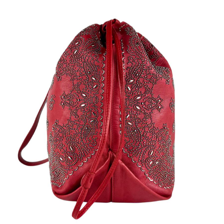 サンローラン SAINT LAURENT ショルダーバッグ レザー/メタル レッド