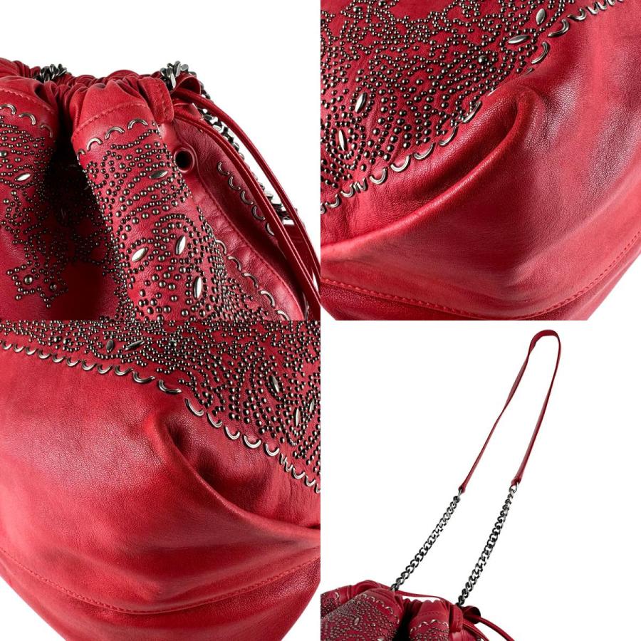 サンローラン SAINT LAURENT ショルダーバッグ レザー/メタル レッド