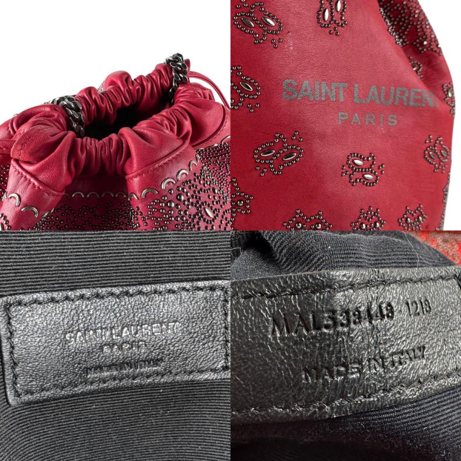 サンローラン SAINT LAURENT ショルダーバッグ レザー/メタル レッド