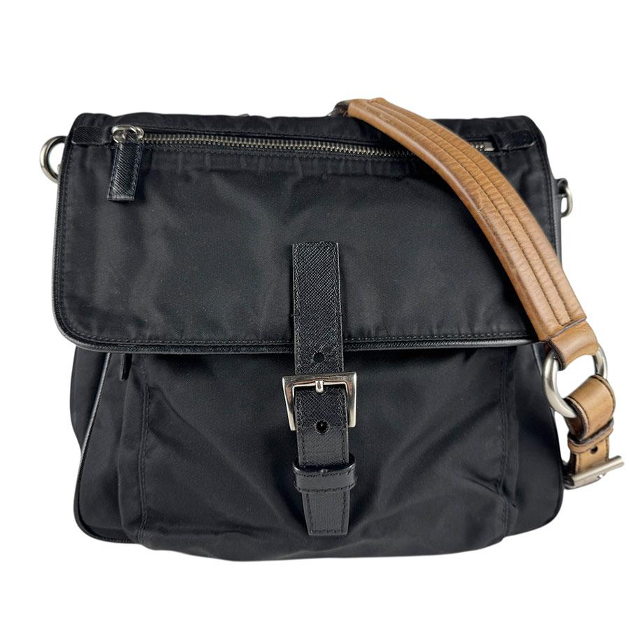 PRADA（プラダ） ショルダーバッグ ナイロン/レザー ブラック×ブラウン