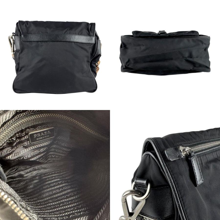 PRADA（プラダ） ショルダーバッグ ナイロン/レザー ブラック×ブラウン