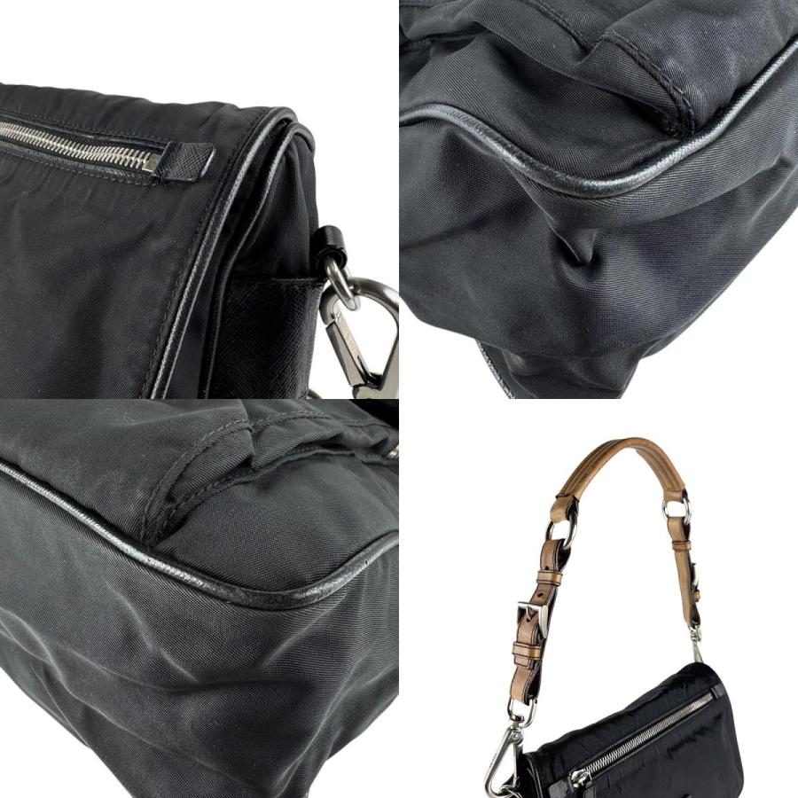 PRADA（プラダ） ショルダーバッグ ナイロン/レザー ブラック×ブラウン