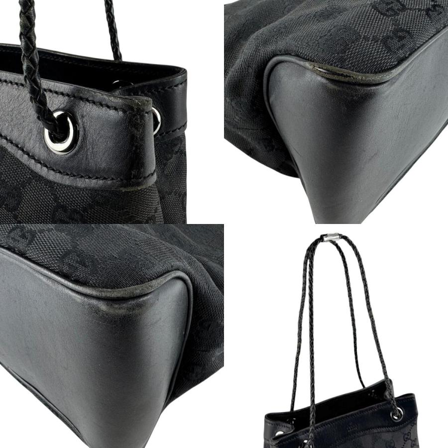 GUCCI（グッチ） ショルダーバッグ GGキャンバス/レザー ブラック