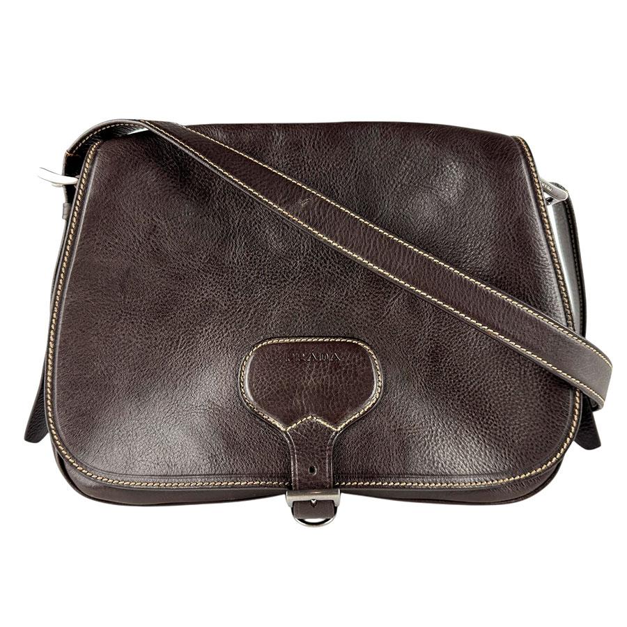 PRADA ショルダーバッグ ギャザー レザー ダークブラウン PRADA（プラダ） ショルダーバッグ レザー ダークブラウン : ブランド