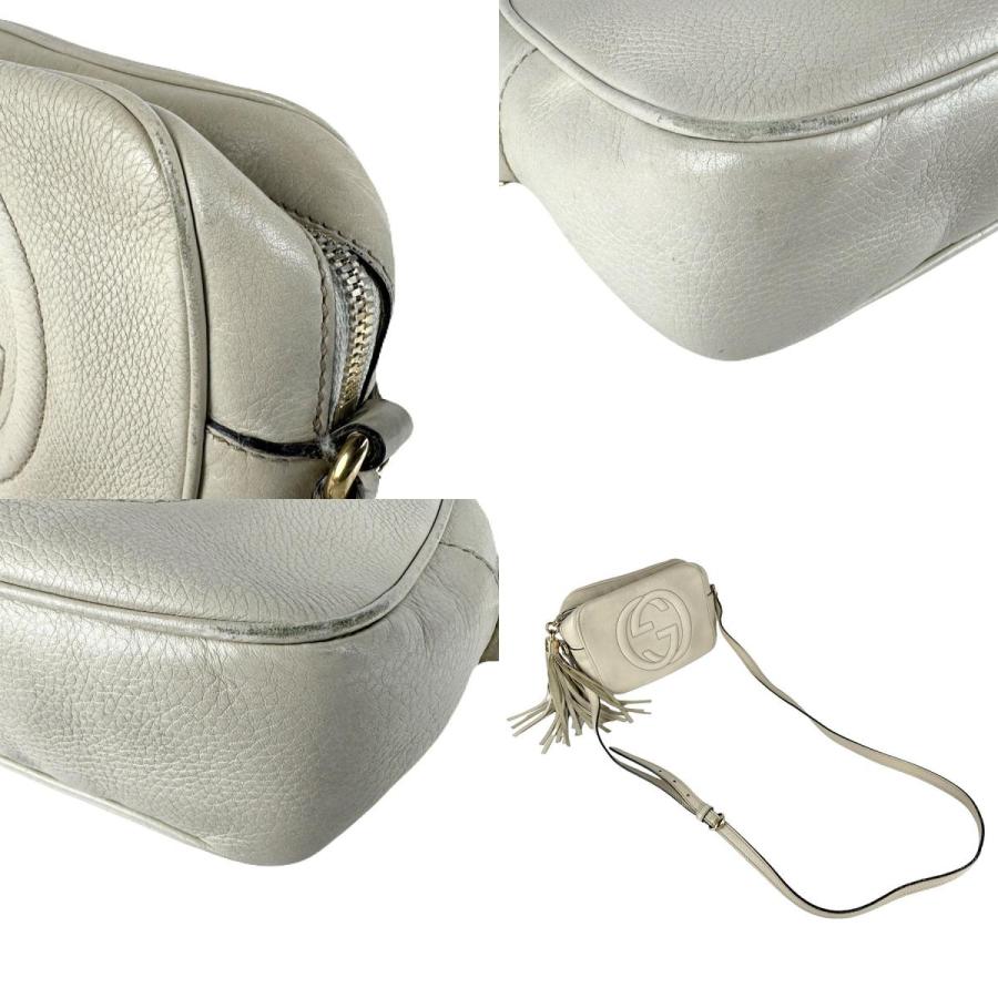 Gucci アイボリー レザー ハンドバッグ GUCCI（グッチ） 斜め掛けショルダーバッグ レザー アイボリー