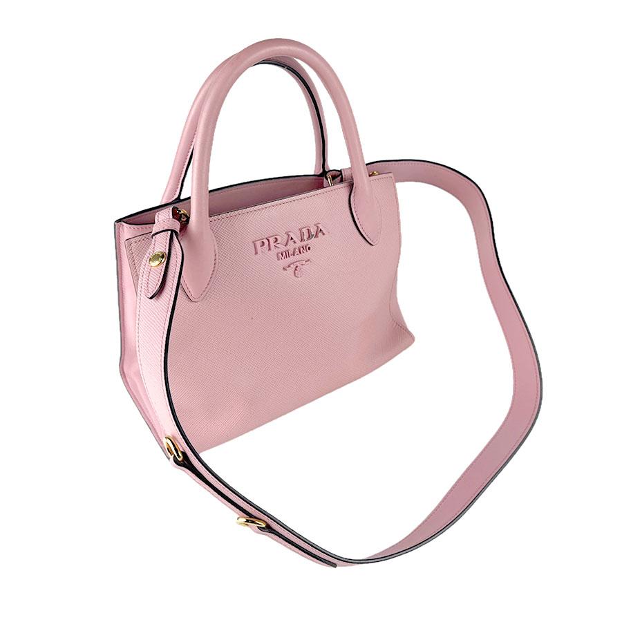 プラダPRADA ピンク レザートートバッグ斜め掛け紐付き PRADA（プラダ） ハンドバッグ ショルダーバッグ レザー ピンク