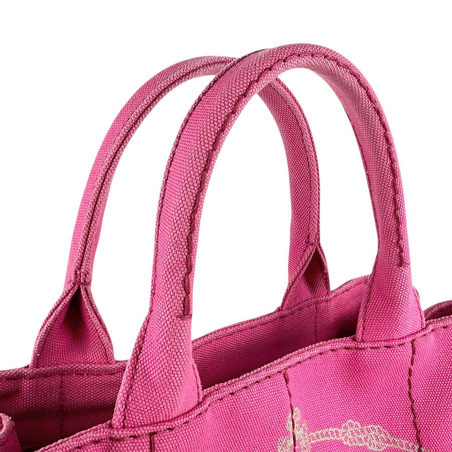 ◆PRADA◆ プラダ カナパ　ピンクとブラックのストライプ　キャンバストート PRADA プラダ カナパ ファブリック キャンバス ハンドバッグ 2WAY