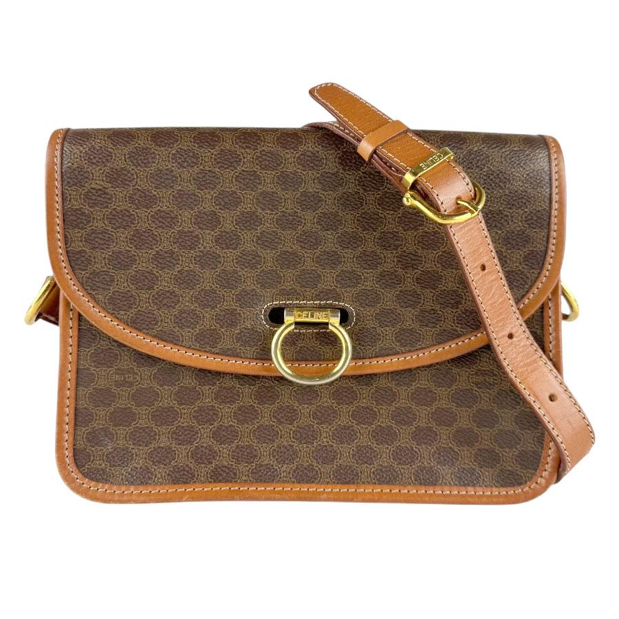 セリーヌ CELINE PVC レザー マカダム ショルダーバッグ ブラウン CELINE（セリーヌ） ショルダーバッグ マカダム PVC/レザー ブラウン