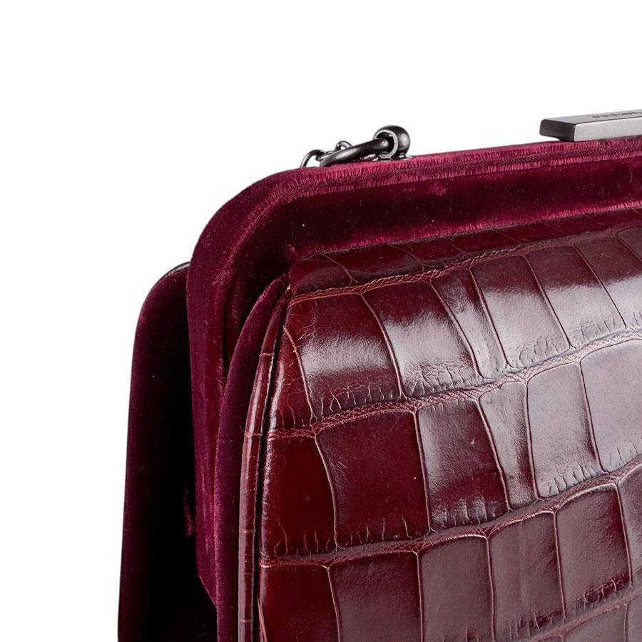 プラダ PRADA ショルダーバッグ 型押しレザー/ベルベット ボルドー_5