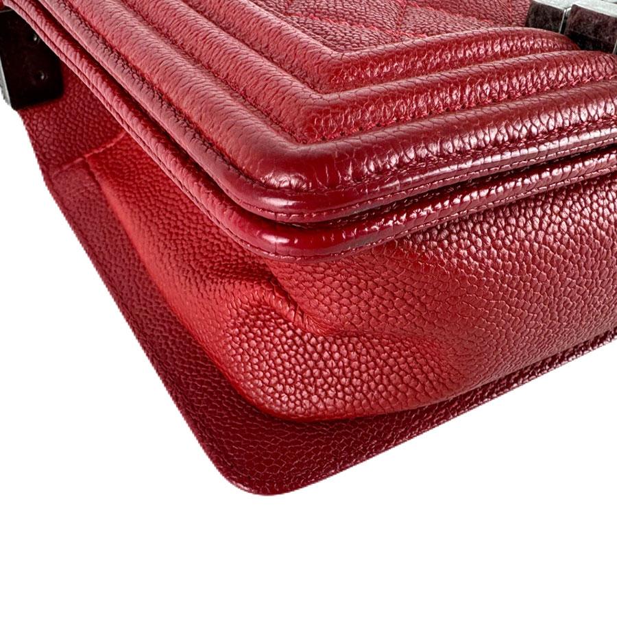 シャネル CHANEL ショルダーバッグ ボーイシャネル キャビアスキンレザー レッド_7
