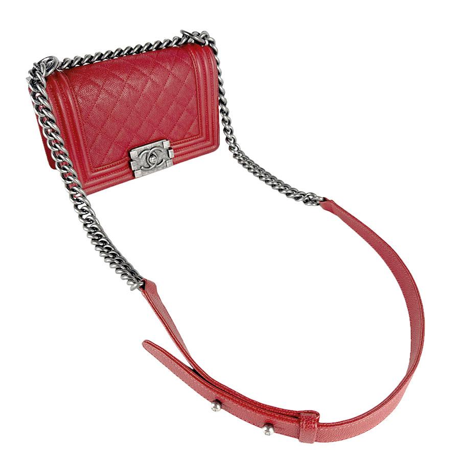 シャネル CHANEL ショルダーバッグ ボーイシャネル キャビアスキンレザー レッド_9