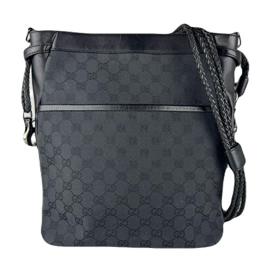GUCCI（グッチ） ショルダーバッグ GGキャンバス/レザー ブラック