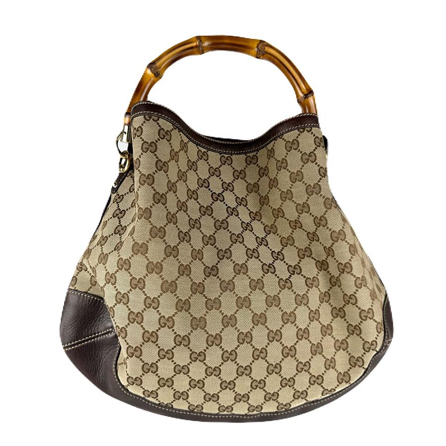 美品　GUCCI バンブーGG柄　肩掛けハンドバッグ　ベージュ/ブラウン GUCCI（グッチ） GUCCI GG柄 トートバッグ バンブー 編み込み