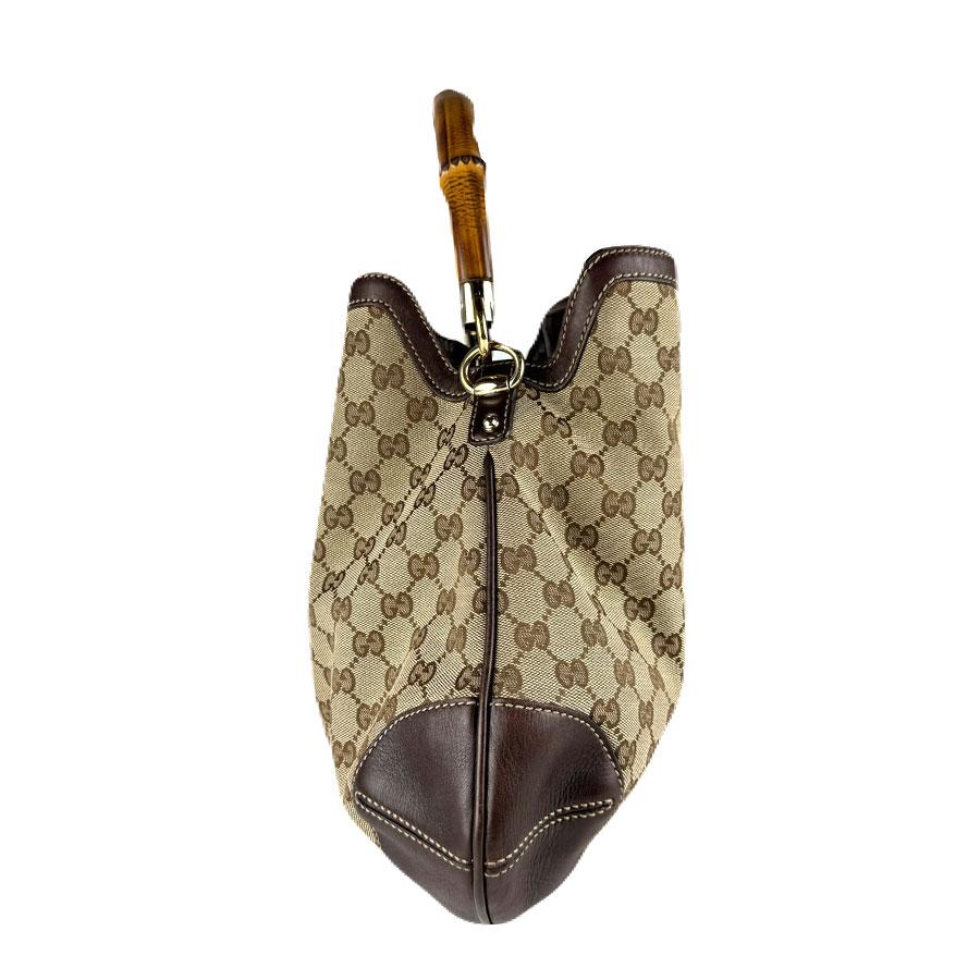 美品　GUCCI バンブーGG柄　肩掛けハンドバッグ　ベージュ/ブラウン GUCCI（グッチ） ハンドバッグ ショルダーバッグ バンブー GG