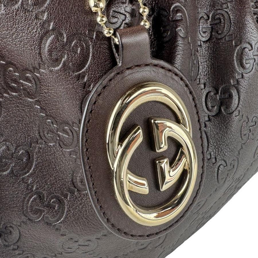 グッチ　ミニショルダー　シマライン　ダークブラウン　美品☆ GUCCI（グッチ） ショルダーバッグ グッチシマ レザー ダークブラウン