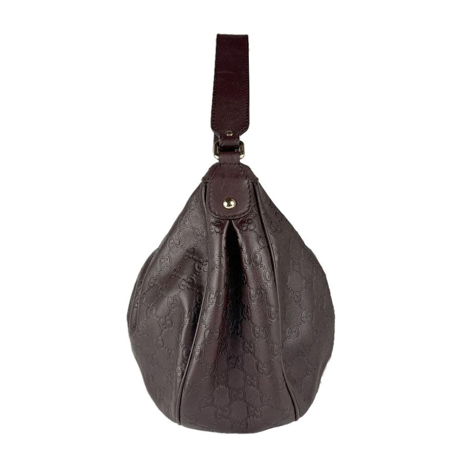 GUCCI ブラウンレザーショルダーバッグ GUCCI（グッチ） ショルダーバッグ グッチシマ レザー ダークブラウン