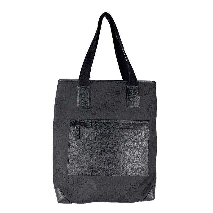◇ GUCCIグッチ ショルダーバッグ ナイロン×レザー ブラック ◇ GUCCI（グッチ） ショルダーバッグ トートバッグ ナイロン ブラック