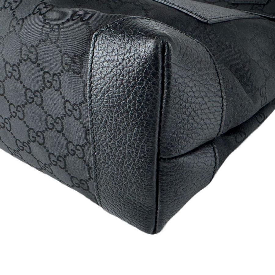 GUCCI トートバッグ GG柄　ナイロン　レザー　黒　肩掛け GUCCI（グッチ） ショルダーバッグ トートバッグ ナイロン ブラック