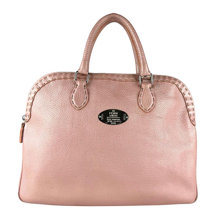 FENDI メタリックハンドバック　ピンク FENDI（フェンディ） ハンドバッグ レザー メタリックピンク