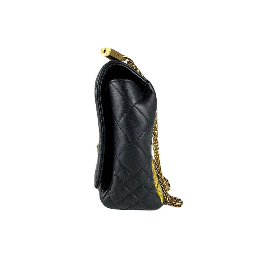 ヴェルサーチ VERSACE ショルダーバッグ レザー ブラック×イエロー