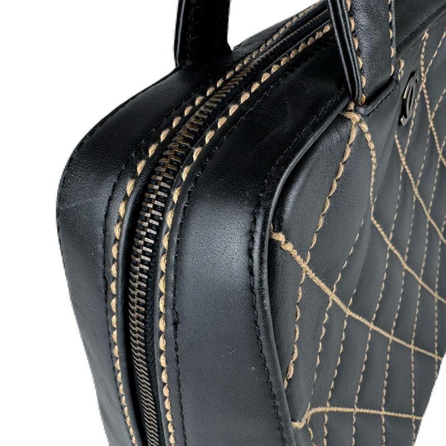 シャネル CHANEL ハンドバッグ ワイルドステッチ レザー ブラック_5
