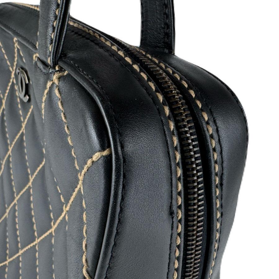 シャネル CHANEL ハンドバッグ ワイルドステッチ レザー ブラック_6