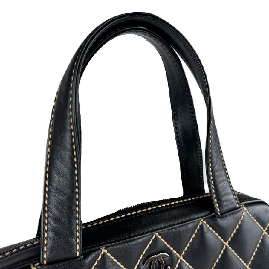 シャネル CHANEL ハンドバッグ ワイルドステッチ レザー ブラック_9