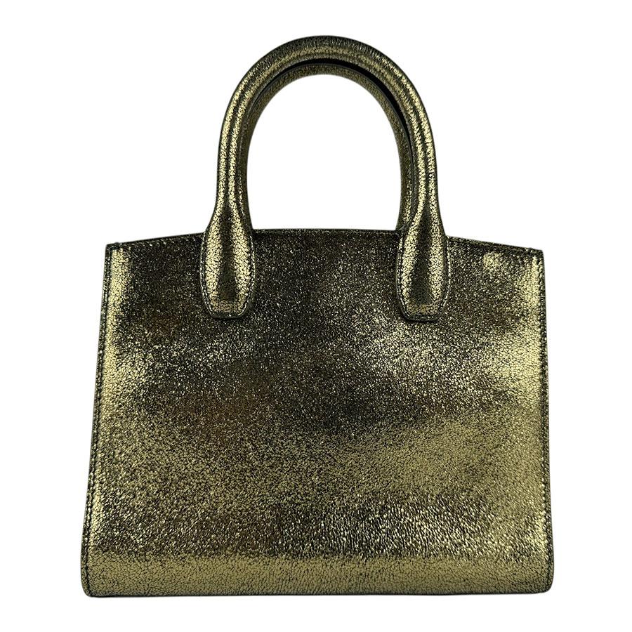 【美品】Ferragamo　ハンドバッグ 肩掛け ガンチーニ レザー メタリック サルヴァトーレフェラガモ Salvatore Ferragamo ハンドバッグ