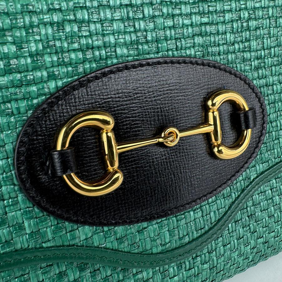 グッチ GUCCI ショルダーバッグ ホースビット ストロー グリーン