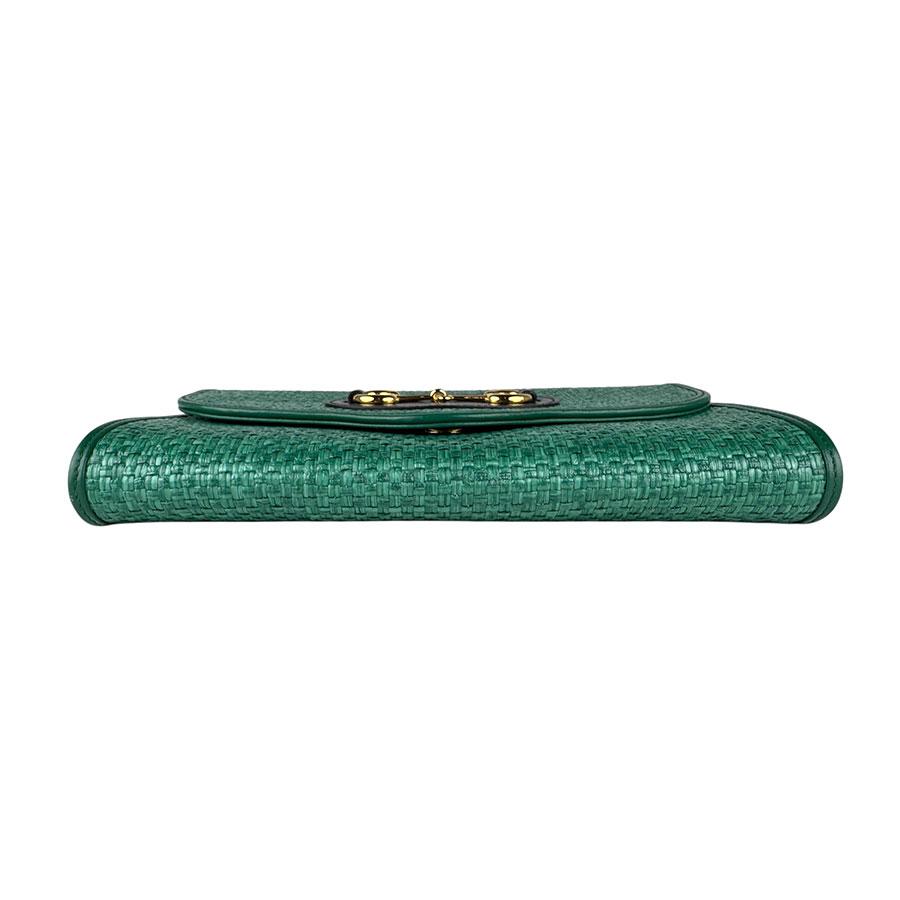 グッチ GUCCI ショルダーバッグ ホースビット ストロー グリーン