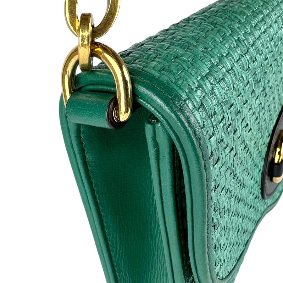グッチ GUCCI ショルダーバッグ ホースビット ストロー グリーン
