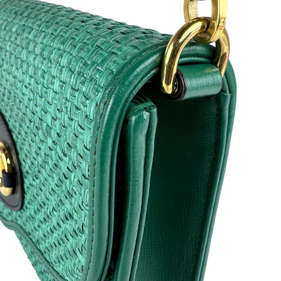 グッチ GUCCI ショルダーバッグ ホースビット ストロー グリーン