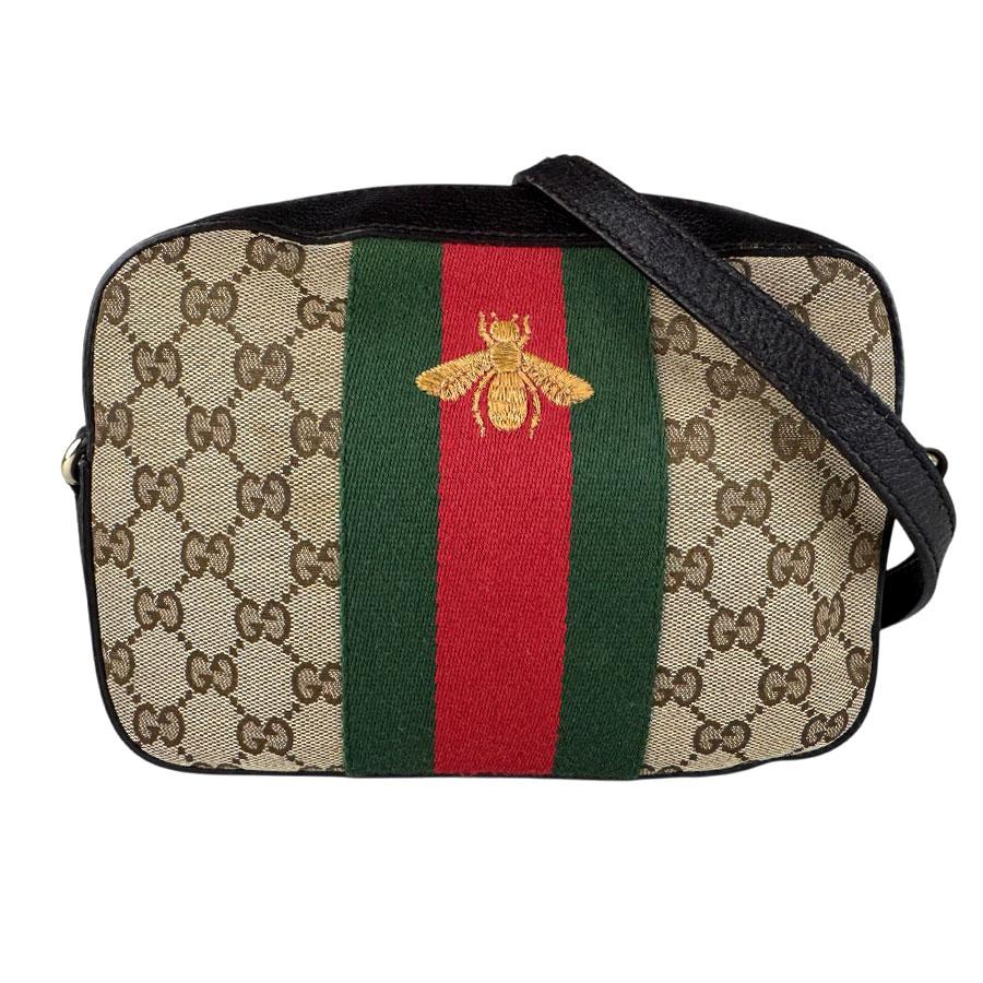 GUCCI ショルダーバッグ　ビー GUCCI（グッチ） ショルダーバッグ Bee GGキャンバス/レザー ブラウン