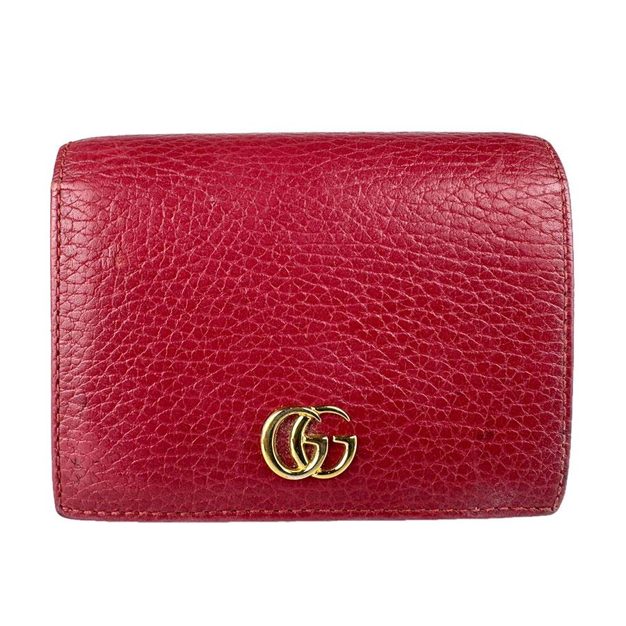 GUCCI（グッチ） 二つ折り長財布 GGマーモント レザー ダークレッド 