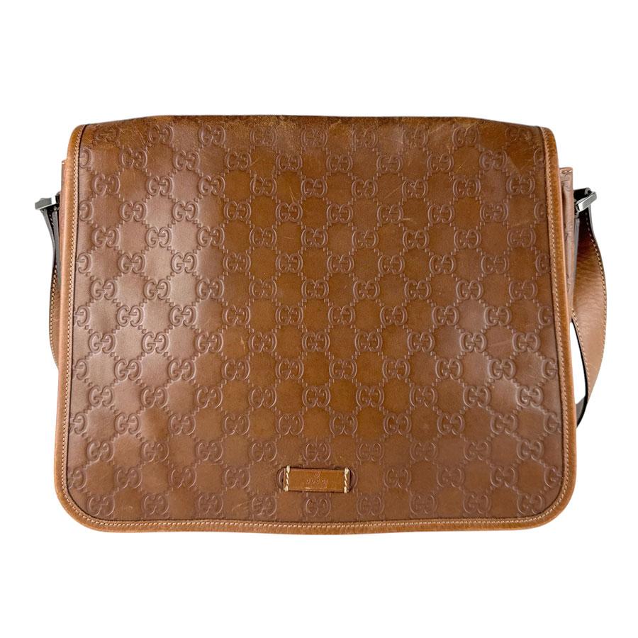 グッチ GUCCI 斜め掛けショルダーバッグ グッチシマ レザー ブラウン ユニセックス 145844 送料無料【中古】 z9322 GUCCI（グッチ） 斜め掛けショルダーバッグ グッチシマ レザー