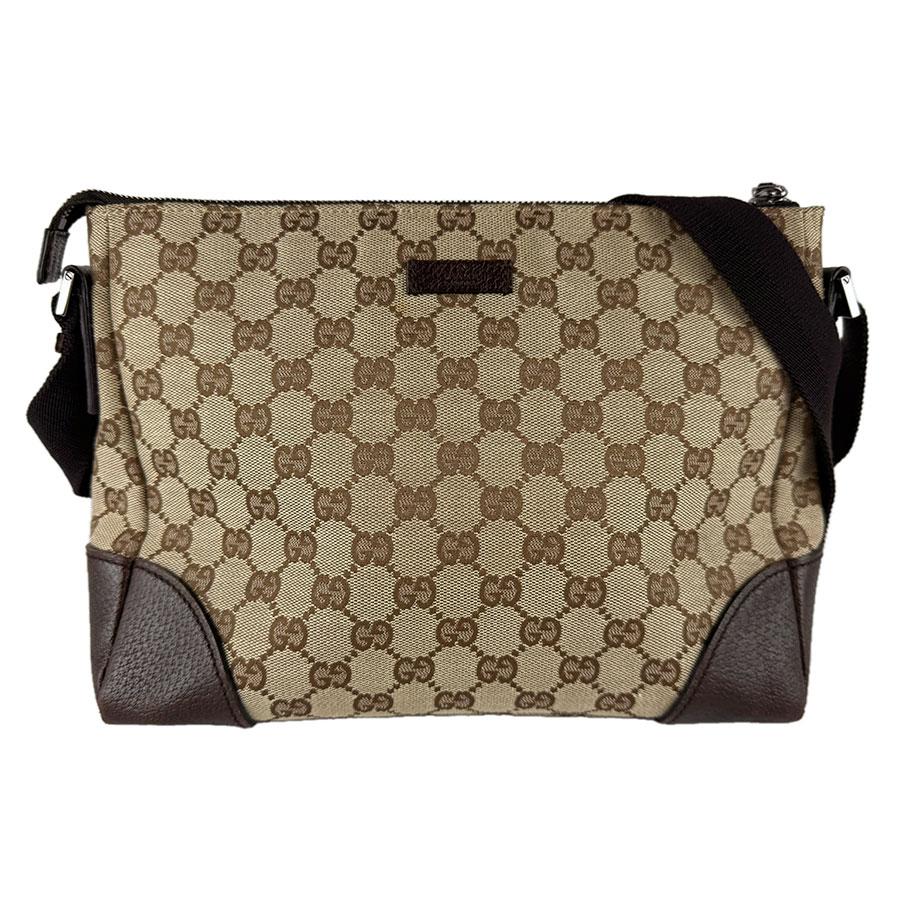 GUCCI（グッチ） ショルダーバッグ GGキャンバス/レザー ブラウン