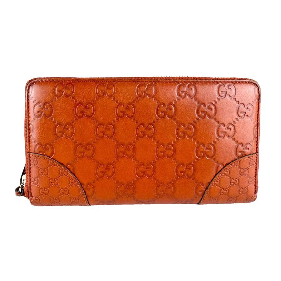 GUCCI オレンジ レザー 長財布 GUCCI（グッチ） ラウンドファスナー長財布 グッチシマ レザー