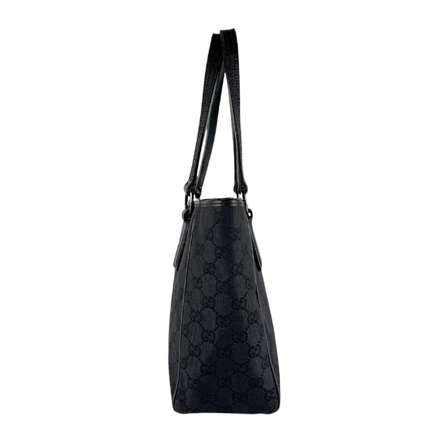 グッチGUCCI トートバッグ　GGキャンバス　ショルダーバッグ　レザーロゴ　黒 GUCCI（グッチ） ショルダーバッグ トートバッグ GGキャンバス