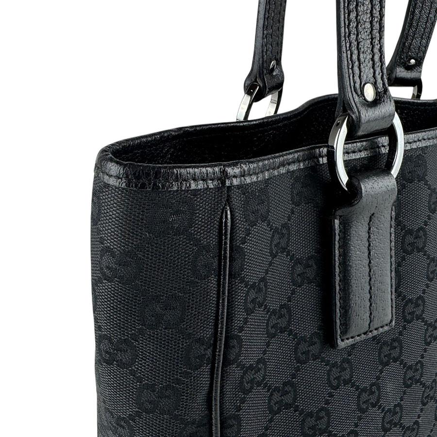 グッチGUCCI トートバッグ　GGキャンバス　ショルダーバッグ　レザーロゴ　黒 GUCCI（グッチ） GGキャンバス トートバッグ ショルダーバッグ 101919